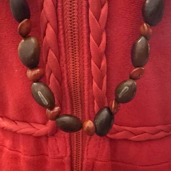 36" NECKLACE VTG Wood Beads, Orange/Red and brown - Picture 2 of 4